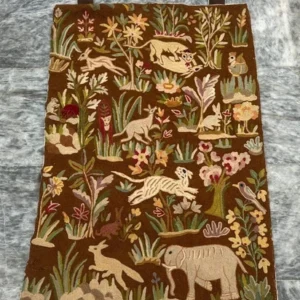 Vintage Handmade French Style Aubusson Rug Wool Kilim Pictorial Rug 86 x 59 cm