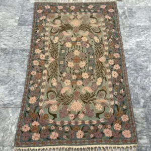 Vintage Handmade French Aubusson Style Needlepoint Wool Kilim Rug 152 x 90 cm