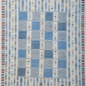 Blue Flat weave Scandinavian Swedish Kilim Rug for Living Room Area Rug Bedroom