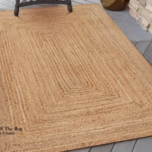 Jute Rug Carpet Rectangle Mat Natural Farmhouse Jute Runner Rustic Look Braided