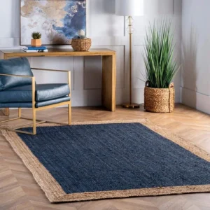 Jute Rug Carpet Rectangle Mat Natural Farmhouse Jute Runner Rustic Look Braided