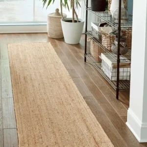 Runner jute rug handmade carpet farmhouse living room area rug natural color