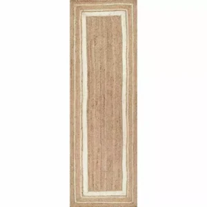Runner jute rug handmade carpet farmhouse living room area rug beige white