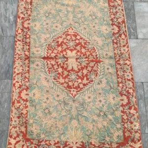Vintage French Style Aubusson Rug Needlepoint Chain stitch Rug 2x4 ft Free Ship
