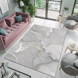 Gray Marble Rug, Marble Rug, Gray Rug, Living Room Rug, Modern Rug, Non-Slip