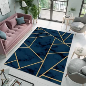 Blue Marble Rug, Marble Rug,Blue Rug,Living Room Rug,Modern Rug,Non-Slip