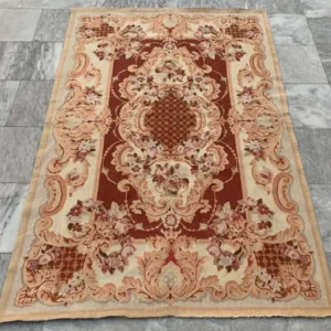 Vintage French Style Aubusson Handmade Needlepoint  Rug 4x6 ft Free Ship