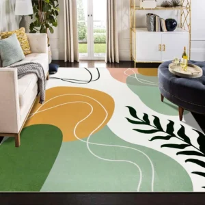 Boho Art Area Rug 6x9 Green Washable Rug for Living Room Aesthetic Minimalist...